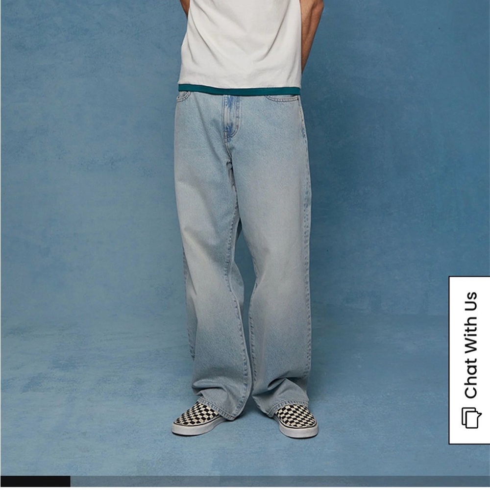 PacSun Light Blue Relaxed Wide-Leg Men's Jeans
